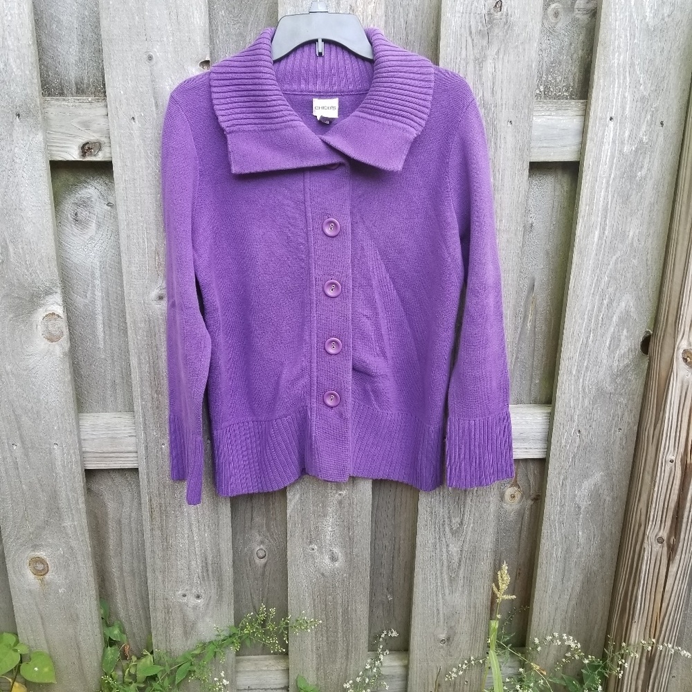 Chico's 2 Purple Cardigan Sweater M